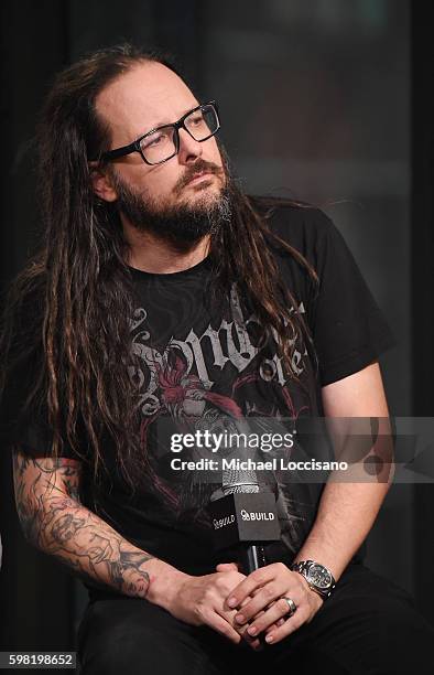 Musician Jonathan Davis of Korn attends the BUILD Series to discuss the band's newest studio album "The Serenity Of Suffering" at AOL HQ on August...