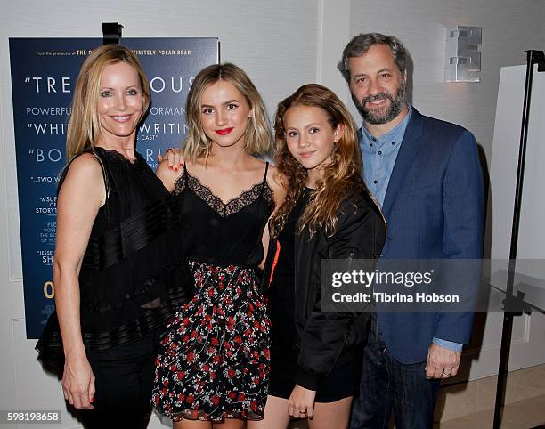 Leslie Mann, Maude Apatow, Iris Apatow and Judd Apatow attend the Premiere of Vertical Entertainment's 'Other People' at The London West Hollywood on...