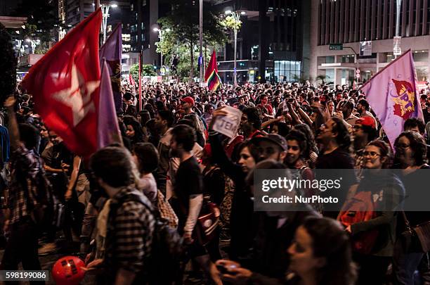 Protest in Sao Paulo, Brazil on 31 August 2016 against the impeachment of Dilma Rousseff and the presidency of Michel Temer. Brazil's senate approved...