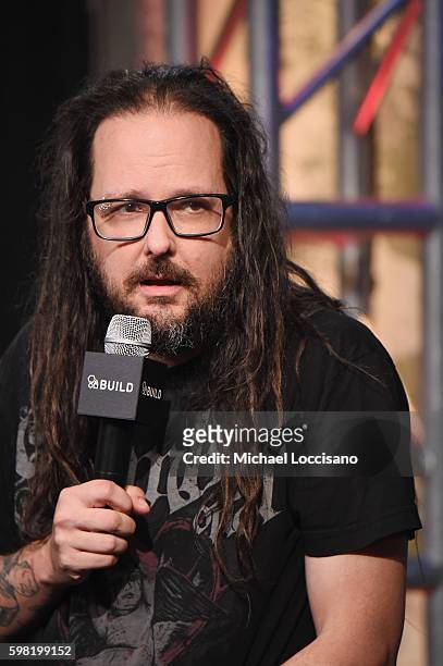 Musician Jonathan Davis of Korn attends the BUILD Series to discuss the band's newest studio album "The Serenity Of Suffering" at AOL HQ on August...