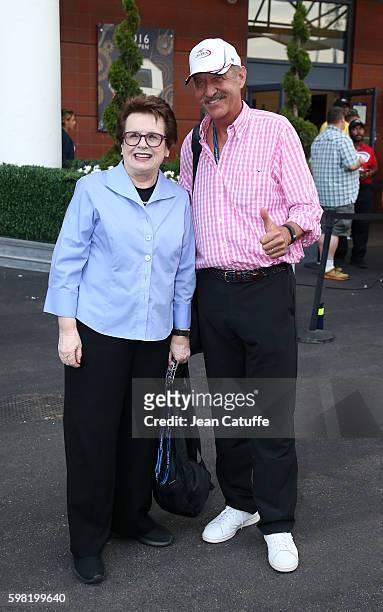 Billie Jean King and Stan Smith attend day 3 of the 2016 US Open at USTA Billie Jean King National Tennis Center on August 31, 2016 in the Queens...