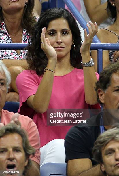 Xisca Perello cheers for Rafael Nadal of Spain during his second round match on day 3 of the 2016 US Open at USTA Billie Jean King National Tennis...