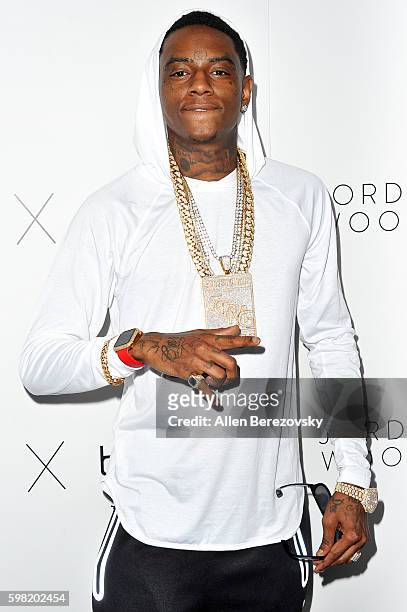 Rapper Soulja Boy attends Boohoo X Jordyn Woods Fashion Event at NeueHouse Hollywood on August 31, 2016 in Los Angeles, California.