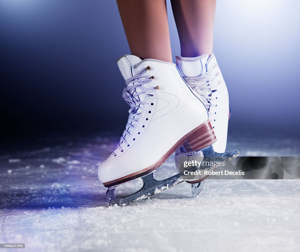 Figure skates on ice