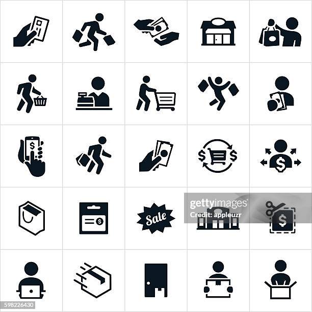 shopping icons - shopping mall stock illustrations