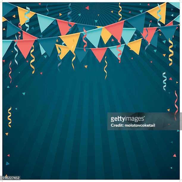 confetti and flag line - party stock illustrations