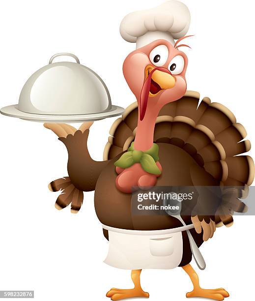 stockillustraties, clipart, cartoons en iconen met turkey chef - funny turkey images