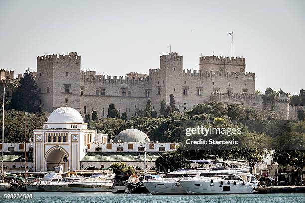 harbor area in old town of rhodes, greece - rhodes old town stock pictures, royalty-free photos & images