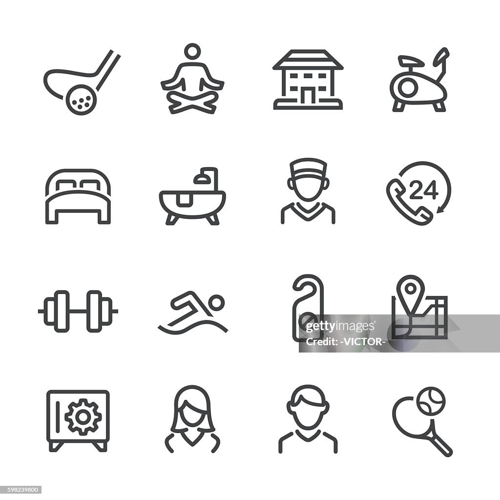 Hotel and Services Icons Set - Line Series