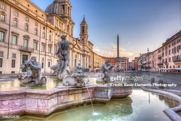 piazza navona - fountain of the four rivers stock pictures, royalty-free photos & images