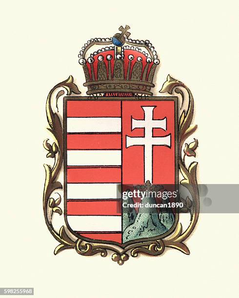 ilustraciones, imágenes clip art, dibujos animados e iconos de stock de escudo de armas de hungría, 1898 - cultura húngara