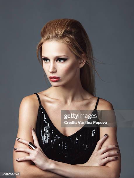 portrait of beautiful woman - black eyeshadow stock pictures, royalty-free photos & images