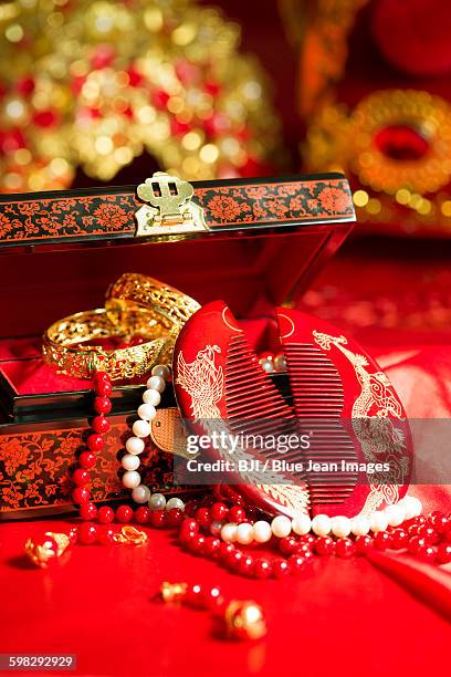 traditional chinese wedding elements - ancient earrings stock pictures, royalty-free photos & images