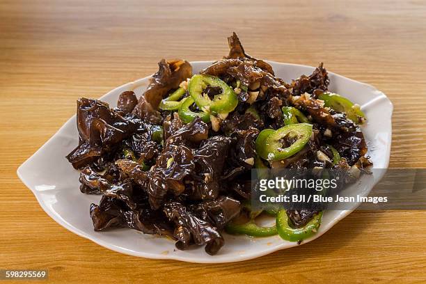 wood ear mushroom salad - auricularia auricula judae stock pictures, royalty-free photos & images