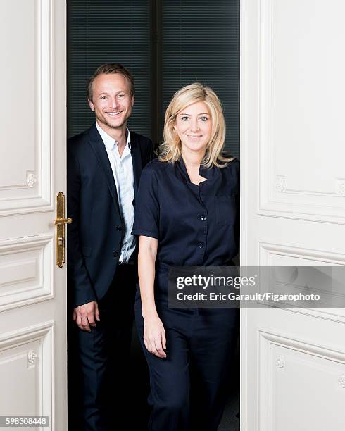 Kiss and Fly fortune cookie creators Marc Beaucourt and Amanda Sthers are photographed for Madame Figaro on July 4, 2016 in Paris, France. PUBLISHED...