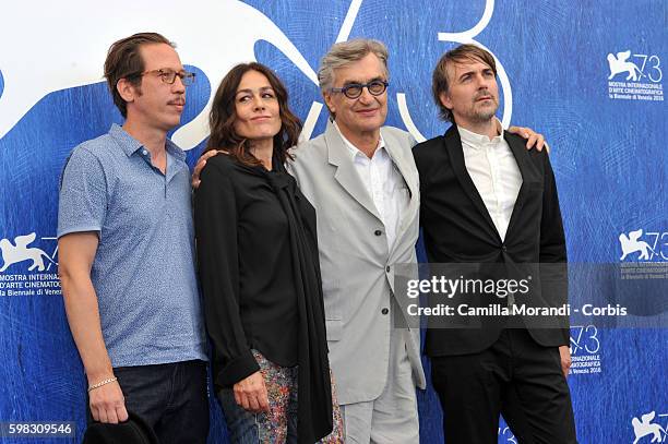 Wim Wenders, Reda Kateb , Sophie Semin , Jens Harzer attends a photocall for 'Les Beaux Jours D'Aranjuez' during the 73rd Venice Film Festival at on...