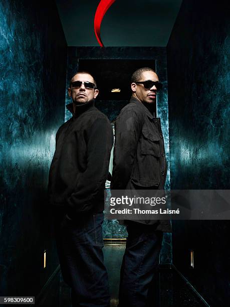 Rappers JoeyStarr and Kool Shen are photographed for Self Assignment on March 22, 2010 in Paris, France.
