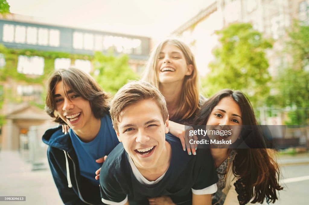 Portrait of teenagers enjoying outdoors