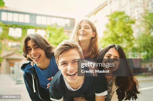 Portrait of teenagers enjoying outdoors Portrait of teenagers enjoying outdoors