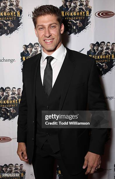 Alain Moussi attends the premiere Of RLJ Entertainment's "Kickboxer: Vengeance" at iPic Theaters on August 31, 2016 in Los Angeles, California.