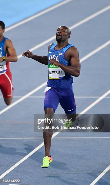 Lashawn Merritt of the United States competes in the Men's 400m Semi Final on Day 8 of the Rio 2016 Olympic Games at the Olympic Stadium on August...