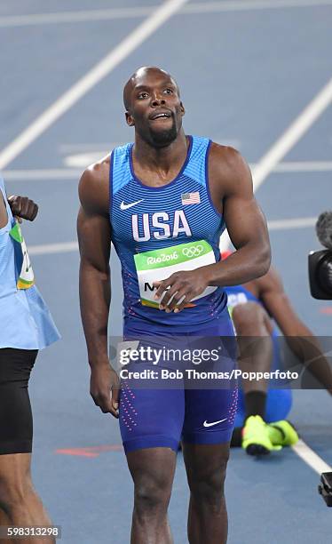 Lashawn Merritt of the United States after the Men's 400m Semi Final on Day 8 of the Rio 2016 Olympic Games at the Olympic Stadium on August 13, 2016...