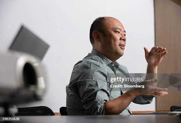 Taizo Son, chief executive officer of Mitletoe, Inc., speaks during an interview in Tokyo, Japan, on Tuesday, Aug. 30, 2016. When he launched...