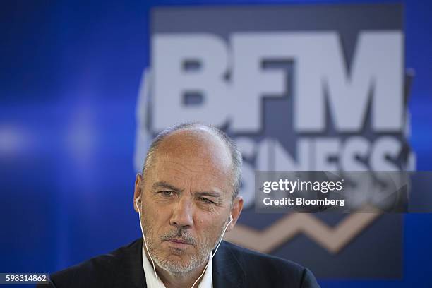 Stephane Richard, chief executive officer of Orange SA, pauses during a panel session at the MEDEF business conference in Jouy-en-Josas, France, on...