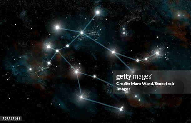 artists depiction of the constellation gemini the twins. - constellation stock-grafiken, -clipart, -cartoons und -symbole