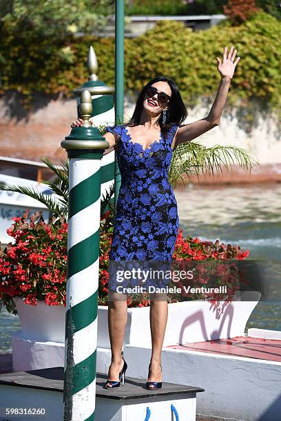 Maria Grazia Cucinotta arrives at Lido during the 73rd Venice Film Festival on September 1, 2016 in Venice, Italy.