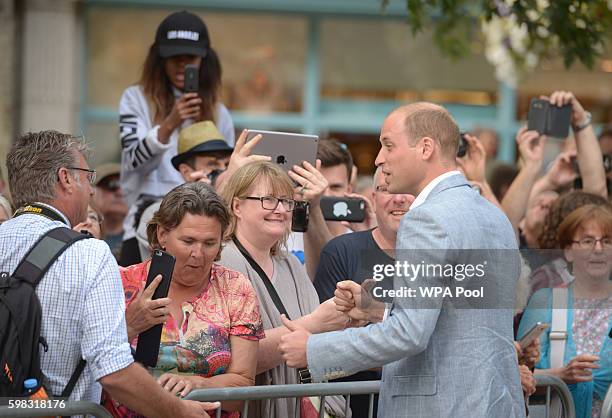 Prince William, Duke of Cambridge meets the public as he visits Truro Cathedral on September 1, 2016 in Truro, United Kingdom.