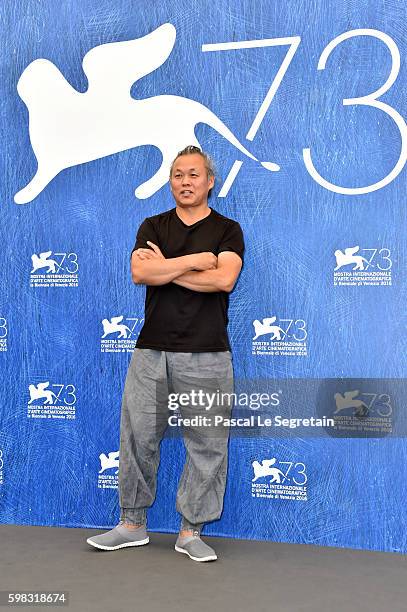 Director Kim Ki-duk attends a photocall for 'Geumul - The Net' during the 73rd Venice Film Festival at on September 1, 2016 in Venice, Italy.