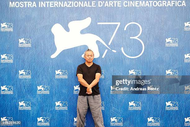 Director Kim Ki-duk attends a photocall for 'Geumul - The Net' during the 73rd Venice Film Festival at on September 1, 2016 in Venice, Italy.