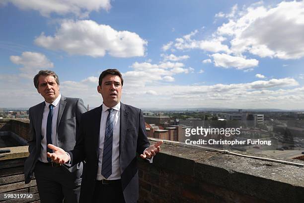 S Andy Burnham and Steve Rotheram, Labour's mayoral candidates in Greater Manchester and the Liverpool city-region respectively address the media...