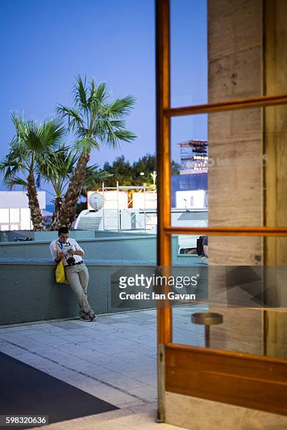 Visitor is seen outside the Palazzo del Cinema during 73rd Venice Film Festival on August 31, 2016 in Venice, Italy.