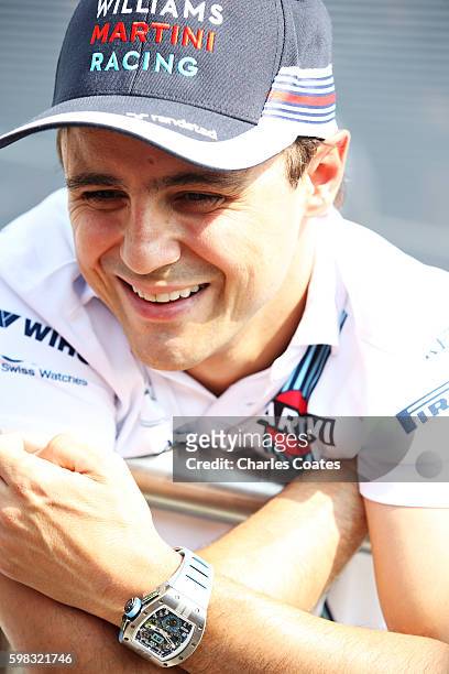 Felipe Massa of Brazil and Williams talks in the Paddock during previews for the Formula One Grand Prix of Italy at Autodromo di Monza on September...