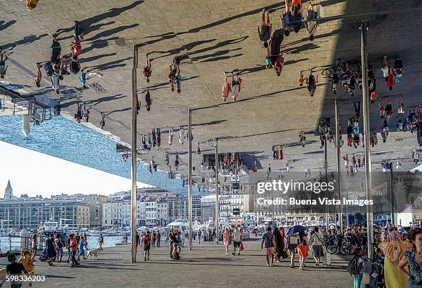 art installation near the port of marseille - installationskunst stock-fotos und bilder