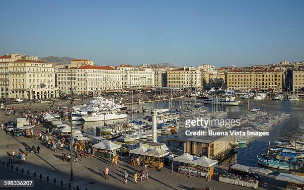 the old port of marseille. - vieux port stock pictures, royalty-free photos & images