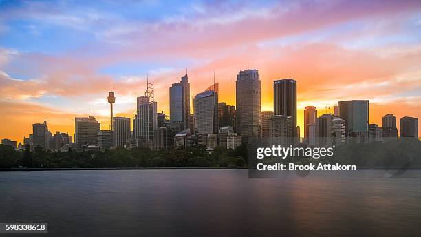 panoramic view of sydney - sydney at dusk stock pictures, royalty-free photos & images