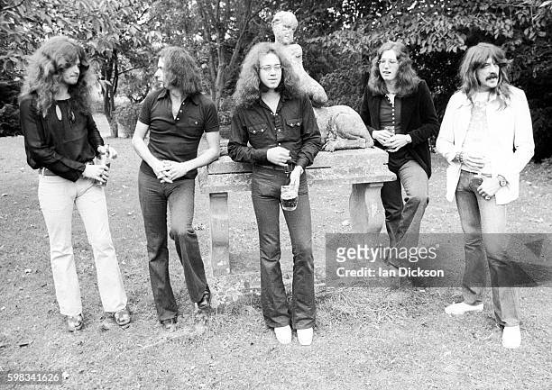 English rock group Deep Purple posed at Clearwell Castle in Gloucestershire, England on 20th September 1973. Left to Right: Glenn Hughes, Ritchie...