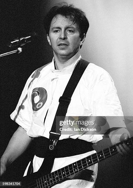 Gerald Casale of Devo performing on stage at Town & Country Club, Kentish Town, London 15 October 1990.