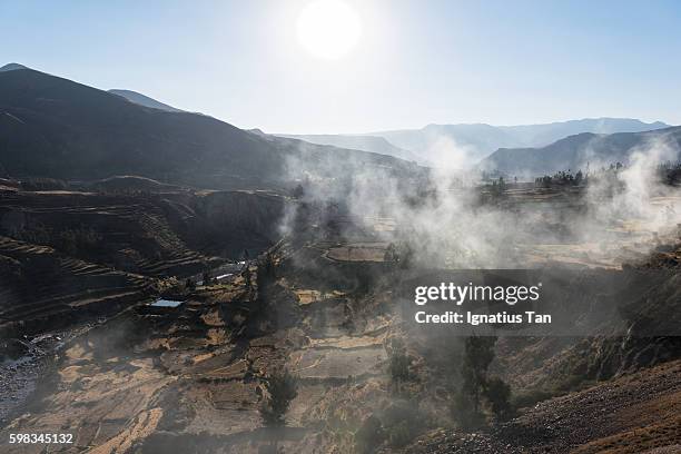 misty colca canyon near chivay, peru - ignatius tan stock pictures, royalty-free photos & images