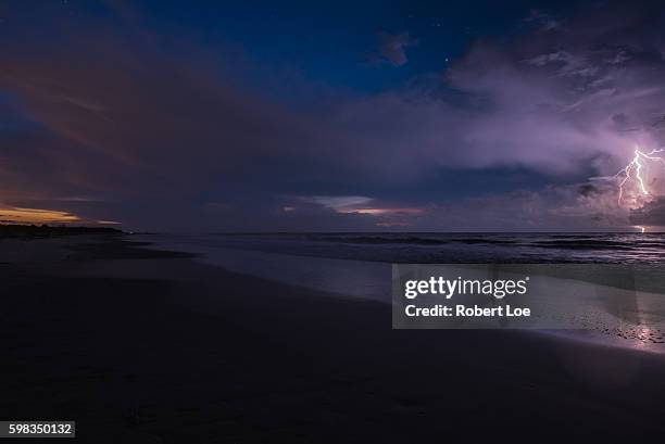 folly beach lightning - rip tide stock pictures, royalty-free photos & images