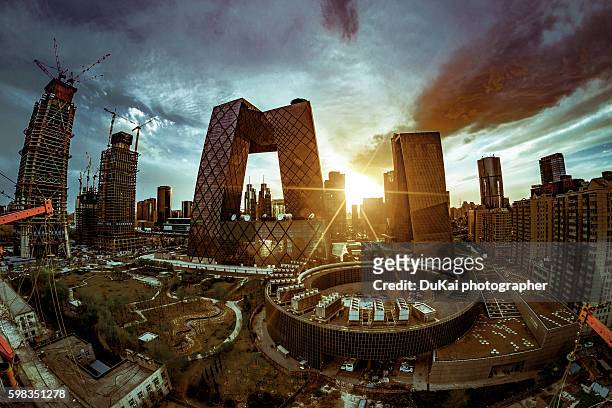 china central television cctv - cctv headquarters stock pictures, royalty-free photos & images