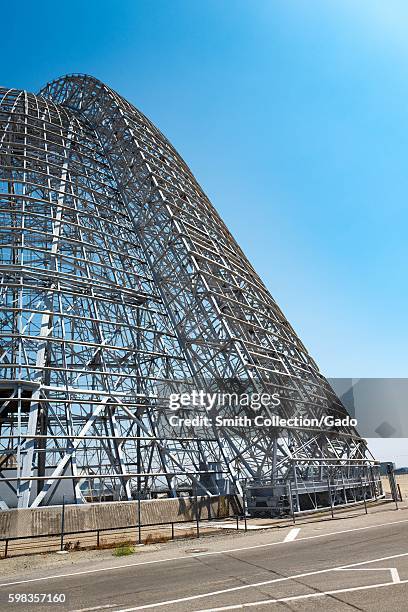 Hangar One, within the secure area of the NASA Ames Research Center campus in the Silicon Valley town of Mountain View, California, August 25, 2016....