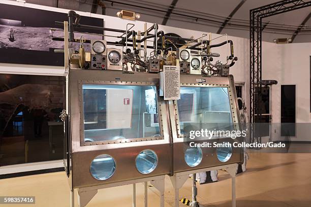 Lunar sample glove box, a containment box used to examine lunar soil samples for signs of microbial life without exposing the samples to earth's...