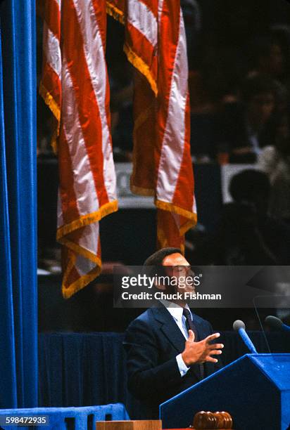 American politician and diplomat Andrew Young speaks at the Democratic National Convention, New York, New York, 1980.