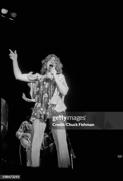 American composer and musician Carole King performs onstage at Southern Illinois University, Carbondale, Illinois, 1976.