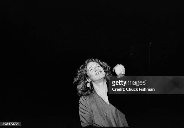 American composer and musician Carole King performs onstage at Southern Illinois University, Carbondale, Illinois, 1976.