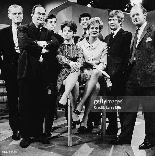 The cast of the BBC television police drama 'Softly Softly', UK, 3rd October 1967. From left to right, John Barron, Stratford Johns, David Quilter,...